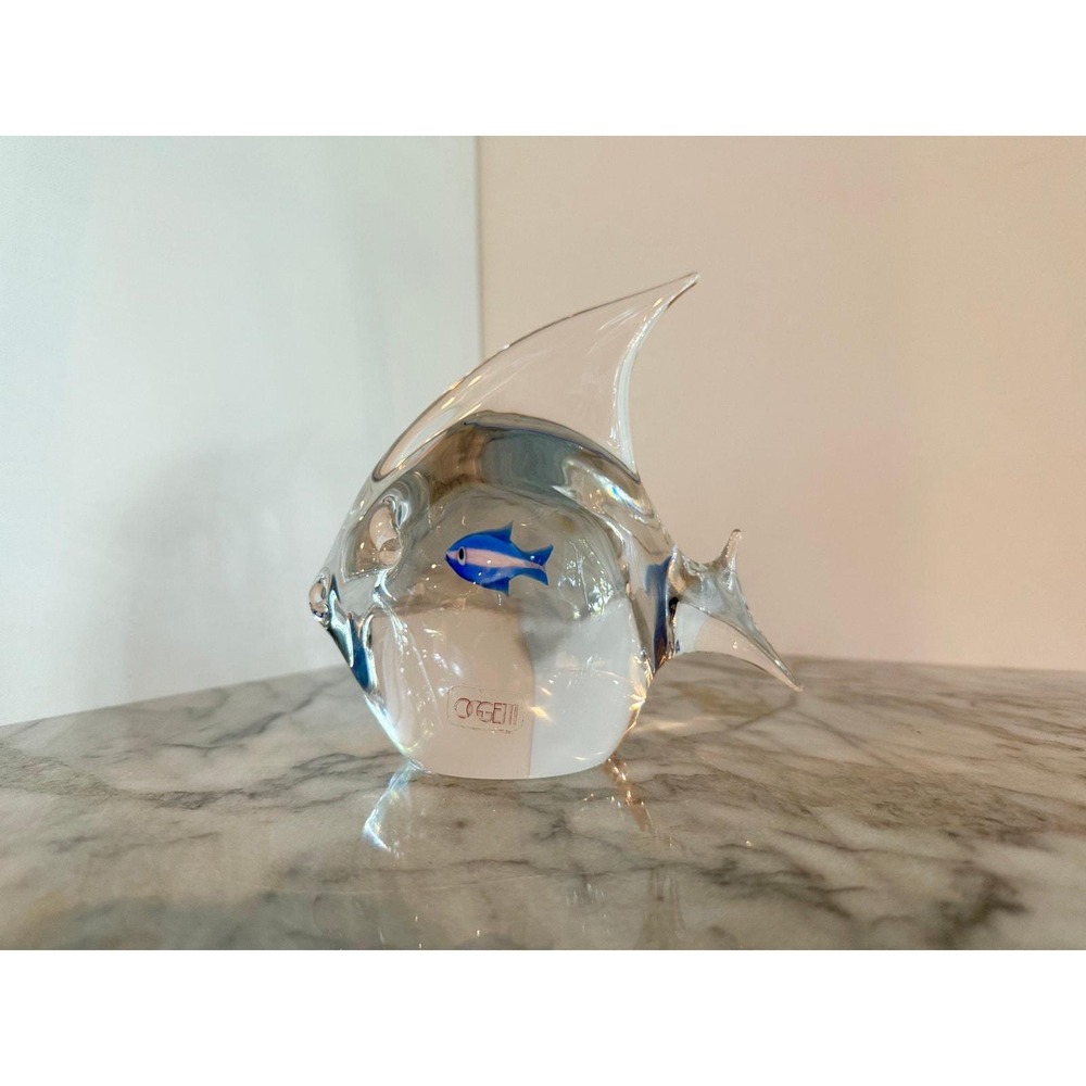 Vintage Elio Raffaeli Murano glass Oggetti fish sculpture paperweight‎